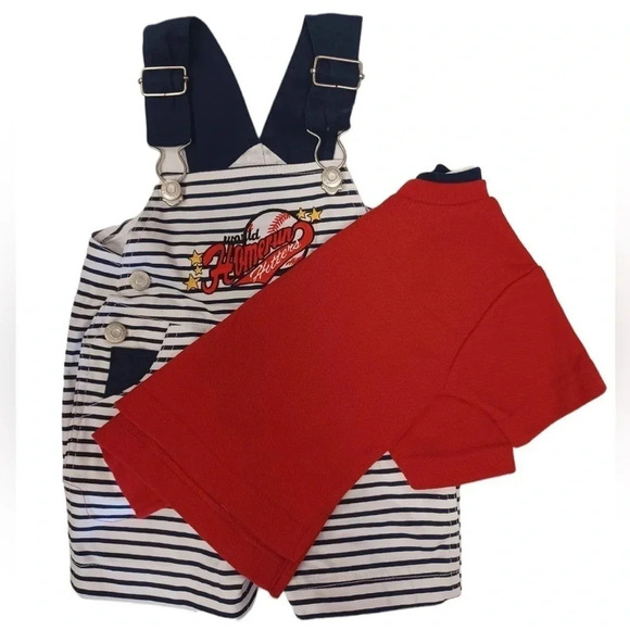 Kindergear Vintage Overalls And  Short Sleeve Top Set Size 3-6 Months - Picture 3 of 9